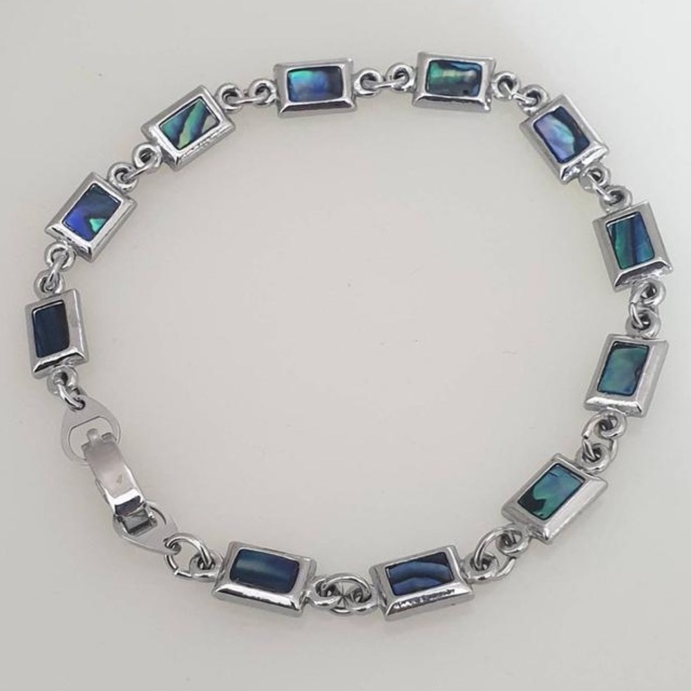 VINTAGE ABALONE CABOCHON OPALESCENT SJ BRACELET